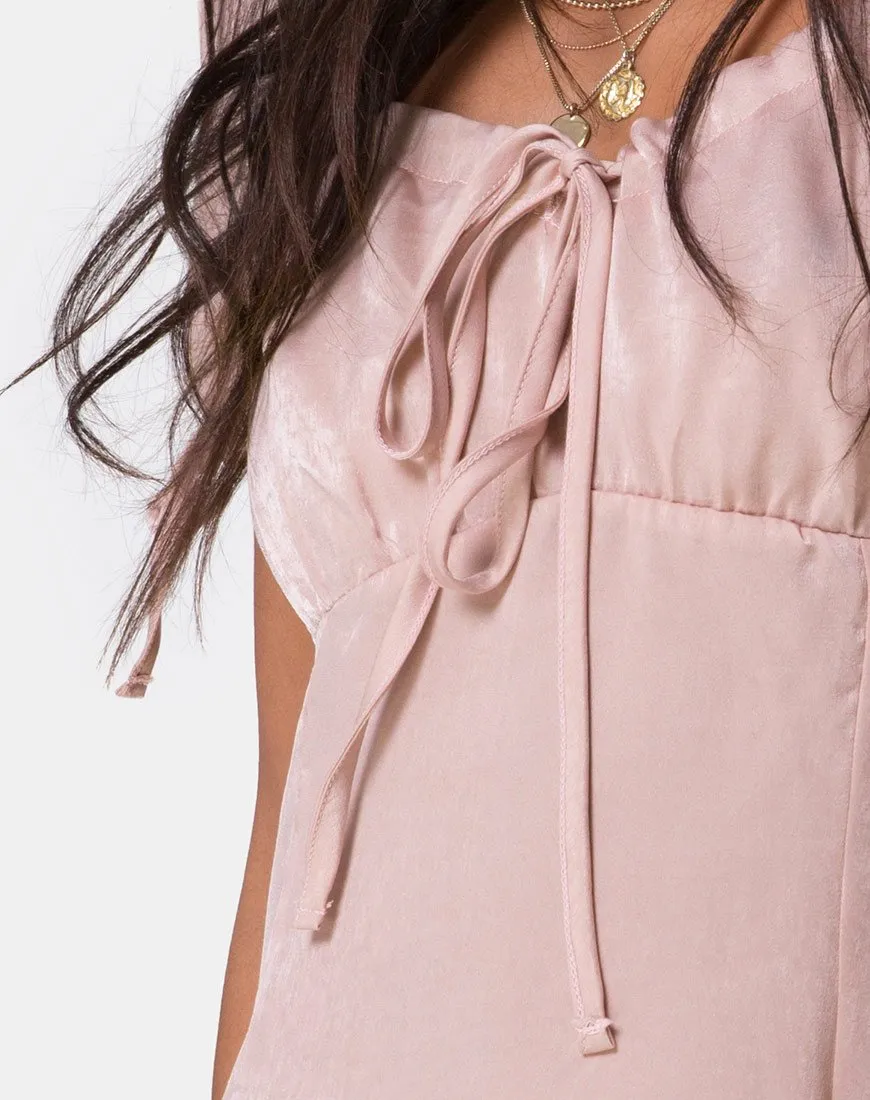 Guenette Dress in Satin Dusty Rose