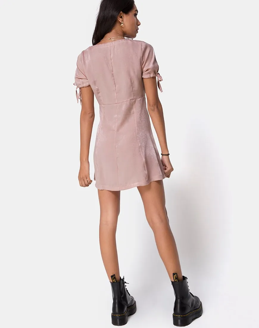 Guenette Dress in Satin Dusty Rose