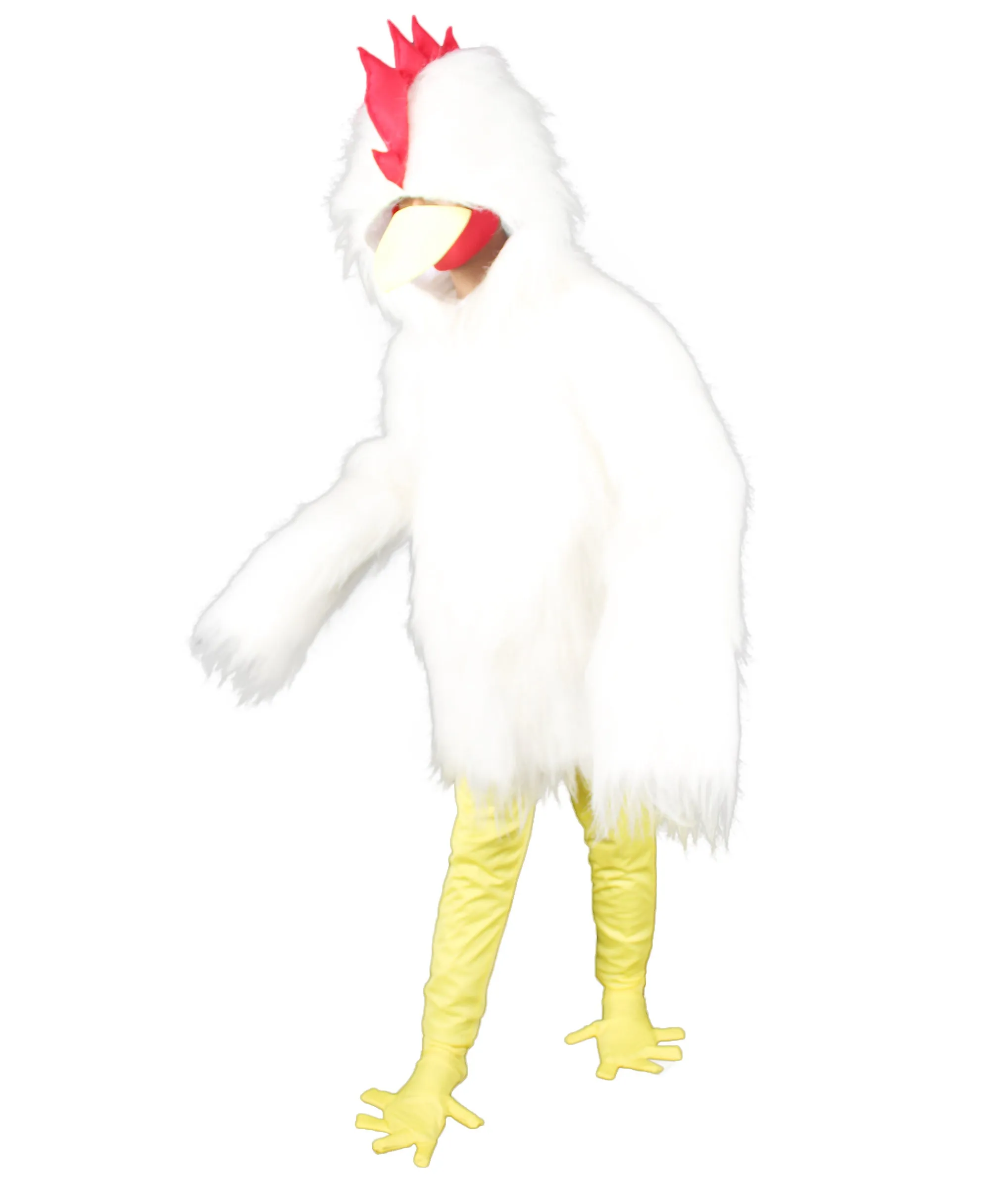 HPO White Chicken Costume with Mask  - Long Synthetic Fibers