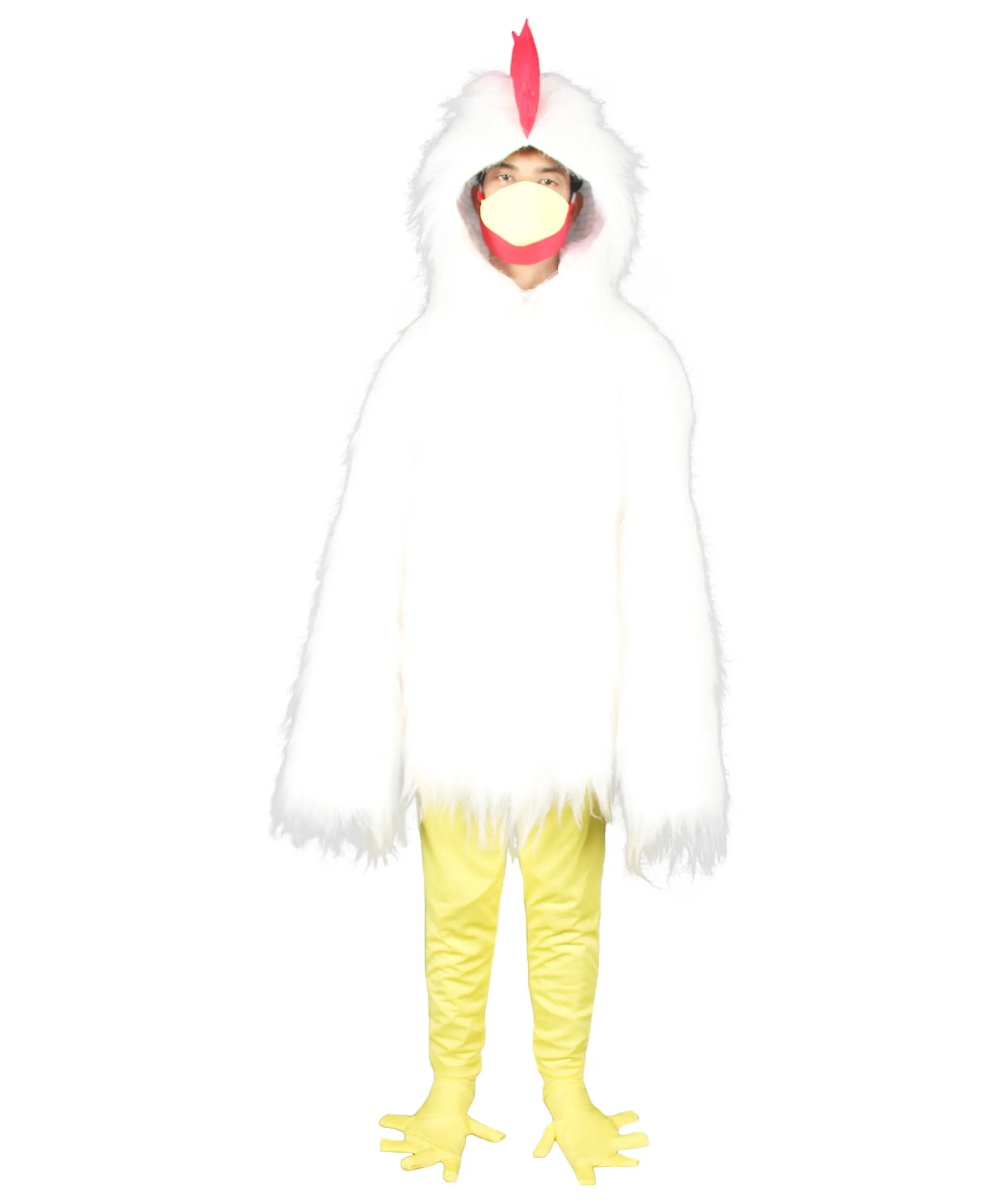 HPO White Chicken Costume with Mask  - Long Synthetic Fibers