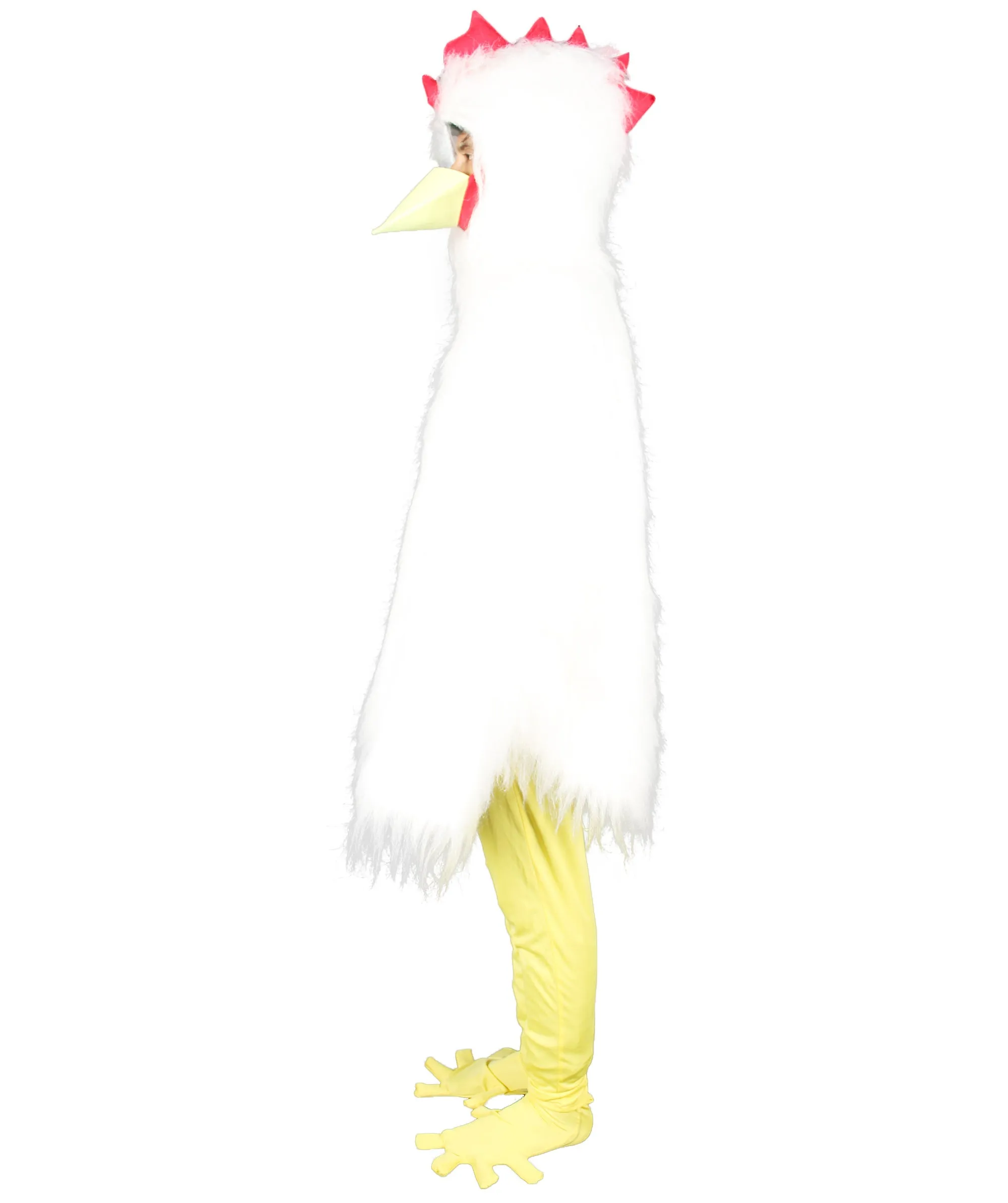 HPO White Chicken Costume with Mask  - Long Synthetic Fibers