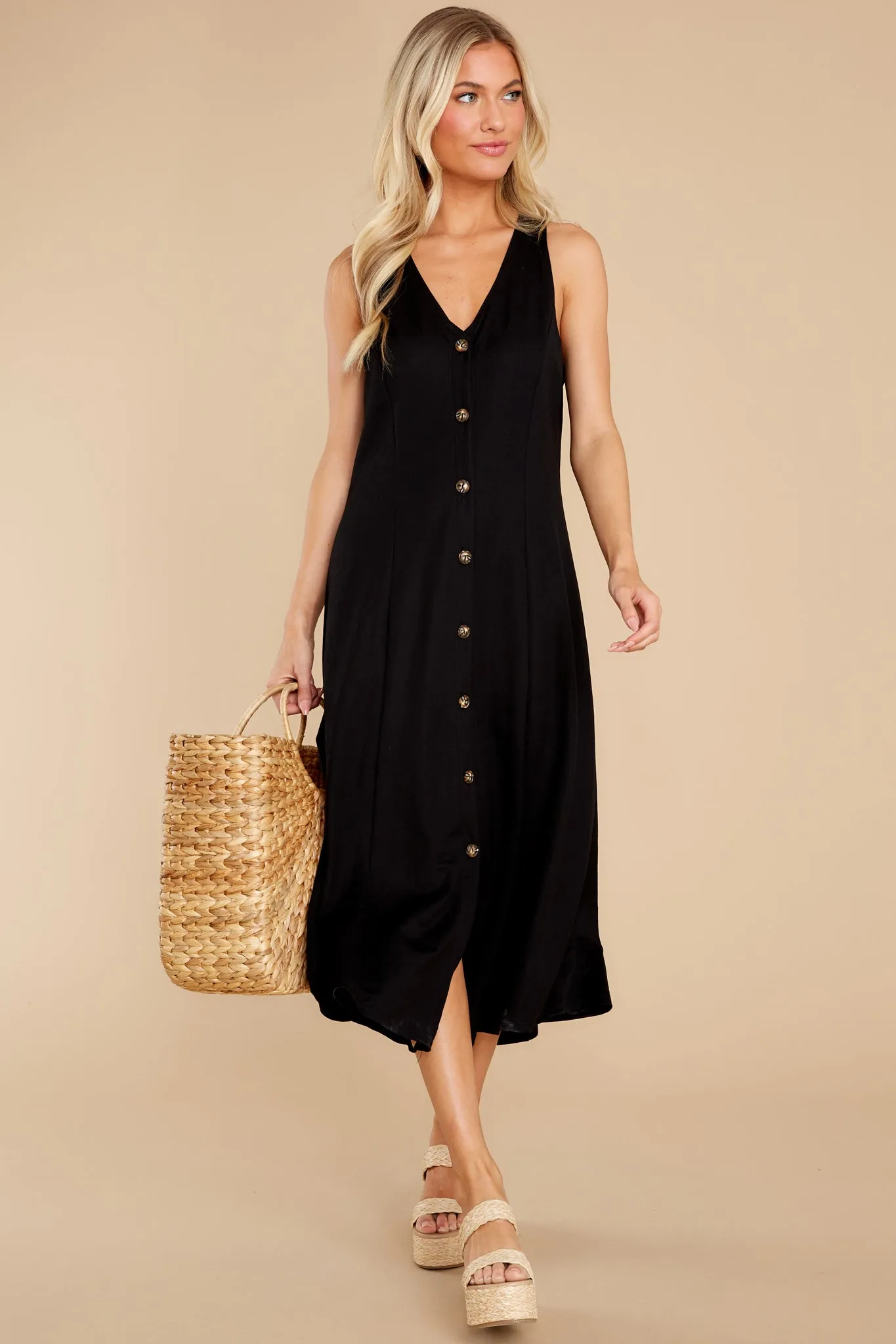 In Step With You Black Midi Dress