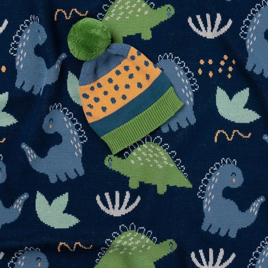 Indus Design: Baby Beanie Spot Stripe Forest Marine 0-1Y