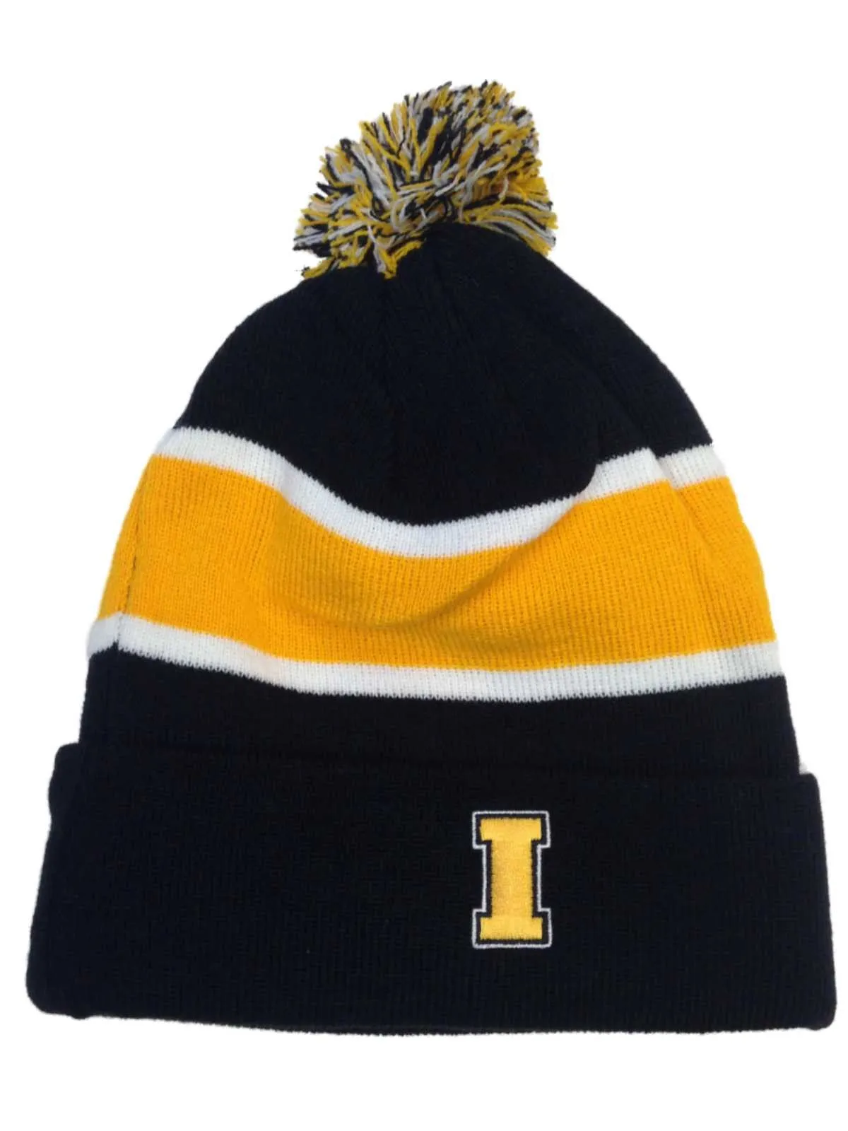 Iowa Hawkeyes TOW Tri-Tone Whirl Knit Cuffed Poofball Winter Hat Cap Beanie