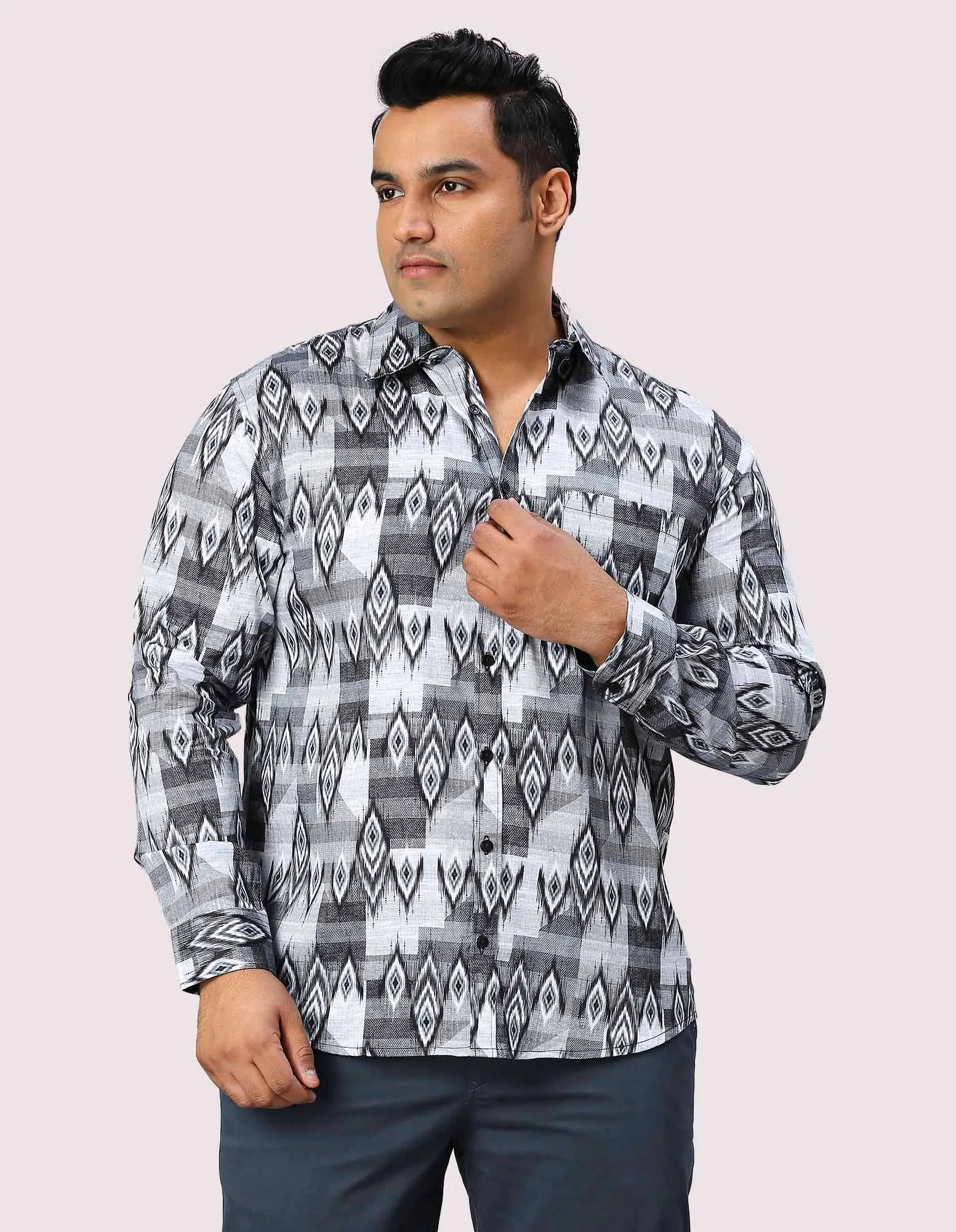 Iron Digital Printed Full Sleeve Shirt Men's Plus Size