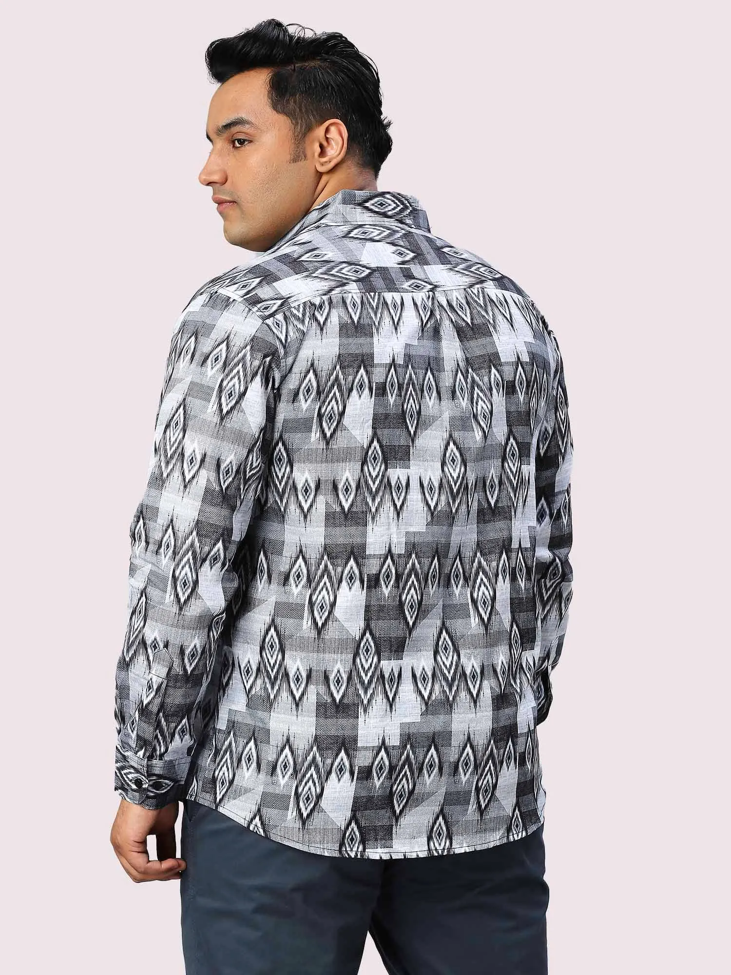 Iron Digital Printed Full Sleeve Shirt Men's Plus Size