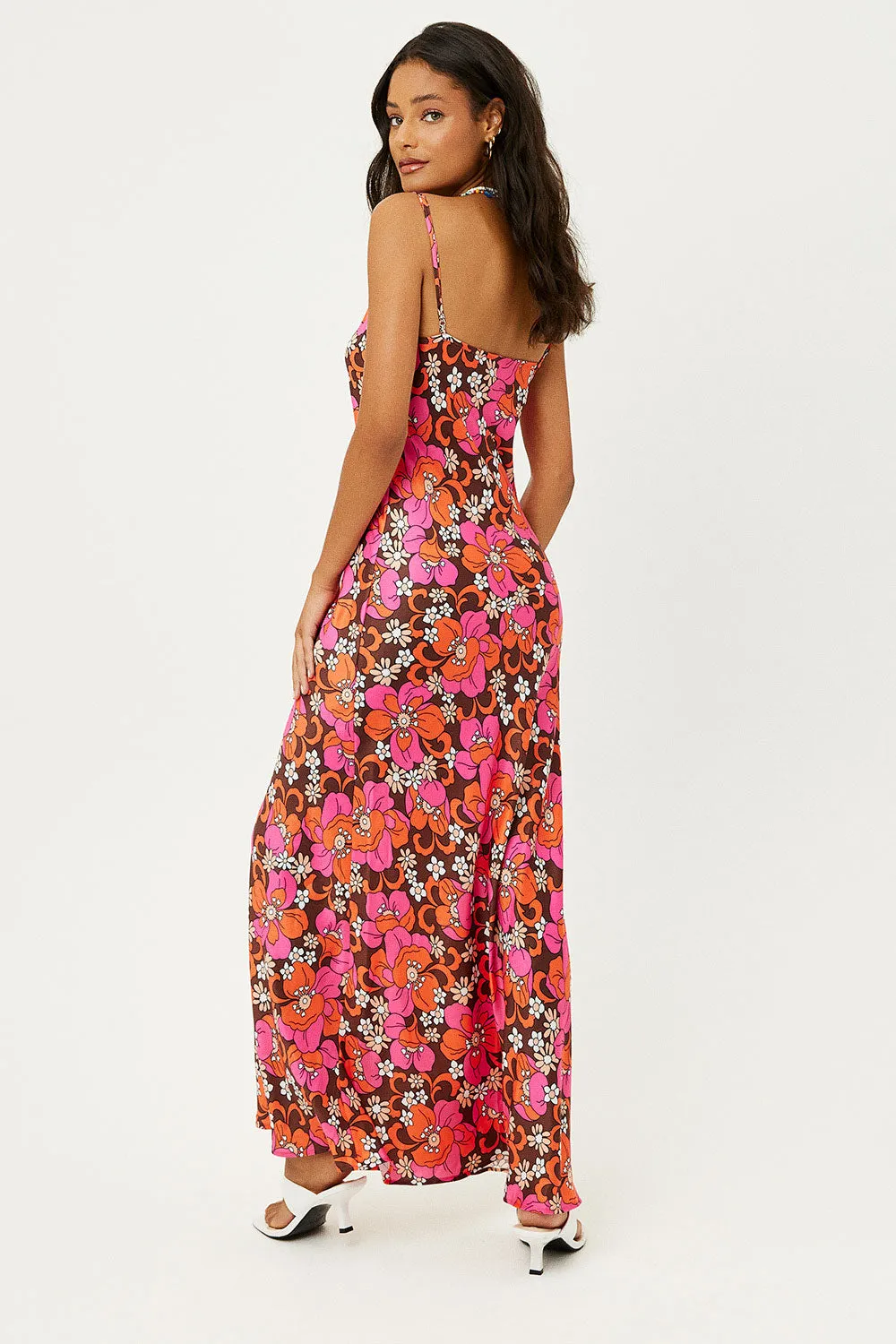 Isabel Satin Floral Dress - Tropics