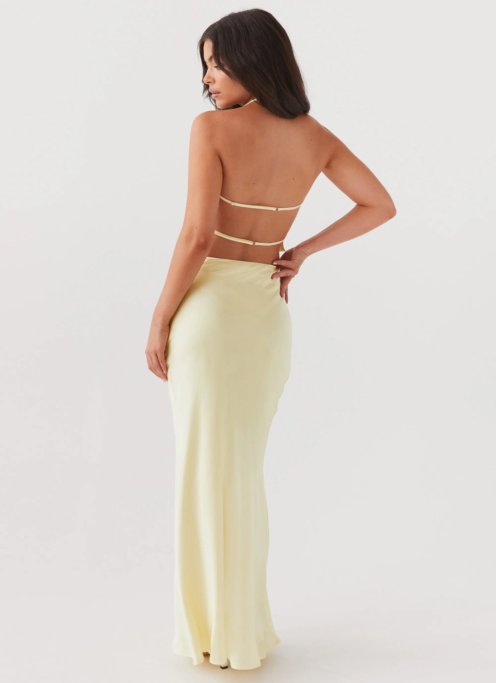 Ivanna Satin Maxi Skirt - Lemon