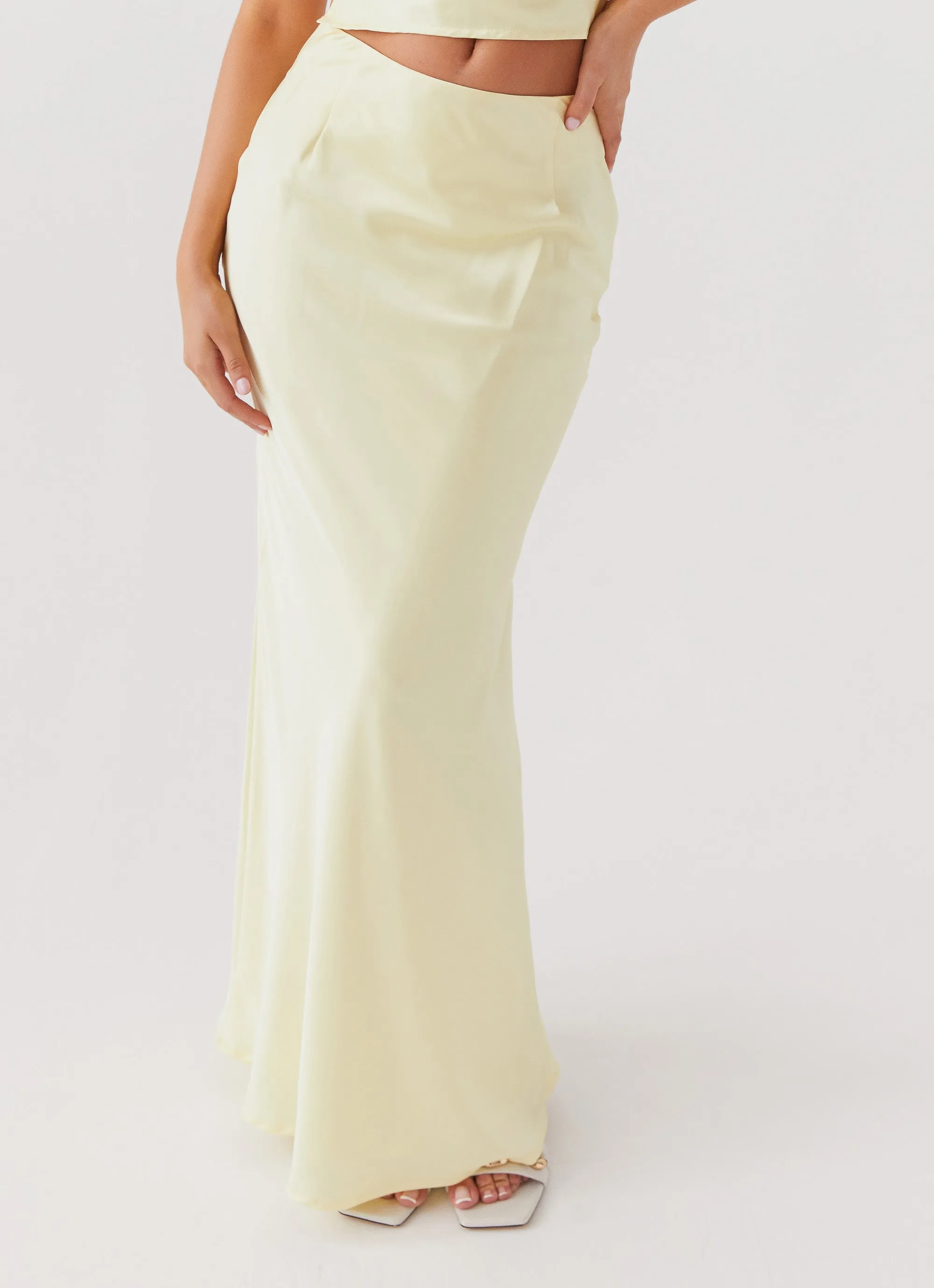 Ivanna Satin Maxi Skirt - Lemon