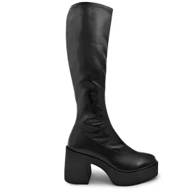 Izumi Black Patent Stretch Leather Chunky Boots