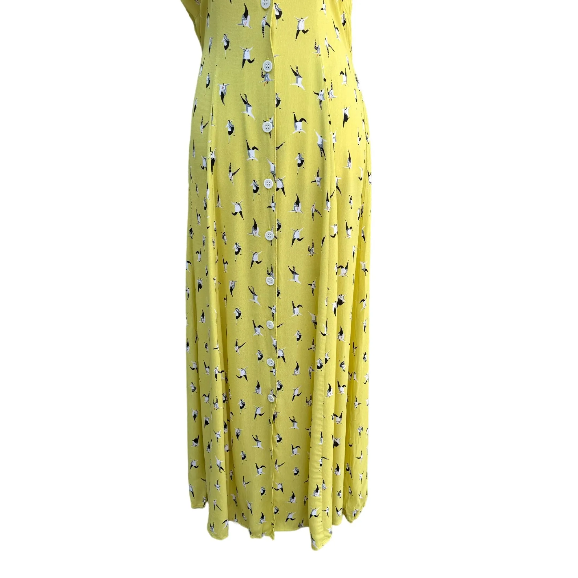 Karen Kane Vintage Women's Yellow V Neck Sleeveless Button Front Maxi Dress - 8