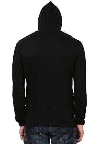 Katso Men's Cotton Hooded Cotton T-Shirt (Katso-Hood-Full-Black-M)