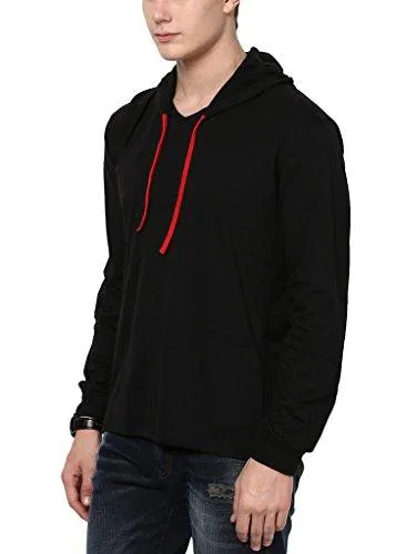 Katso Men's Cotton Hooded Cotton T-Shirt (Katso-Hood-Full-Black-M)