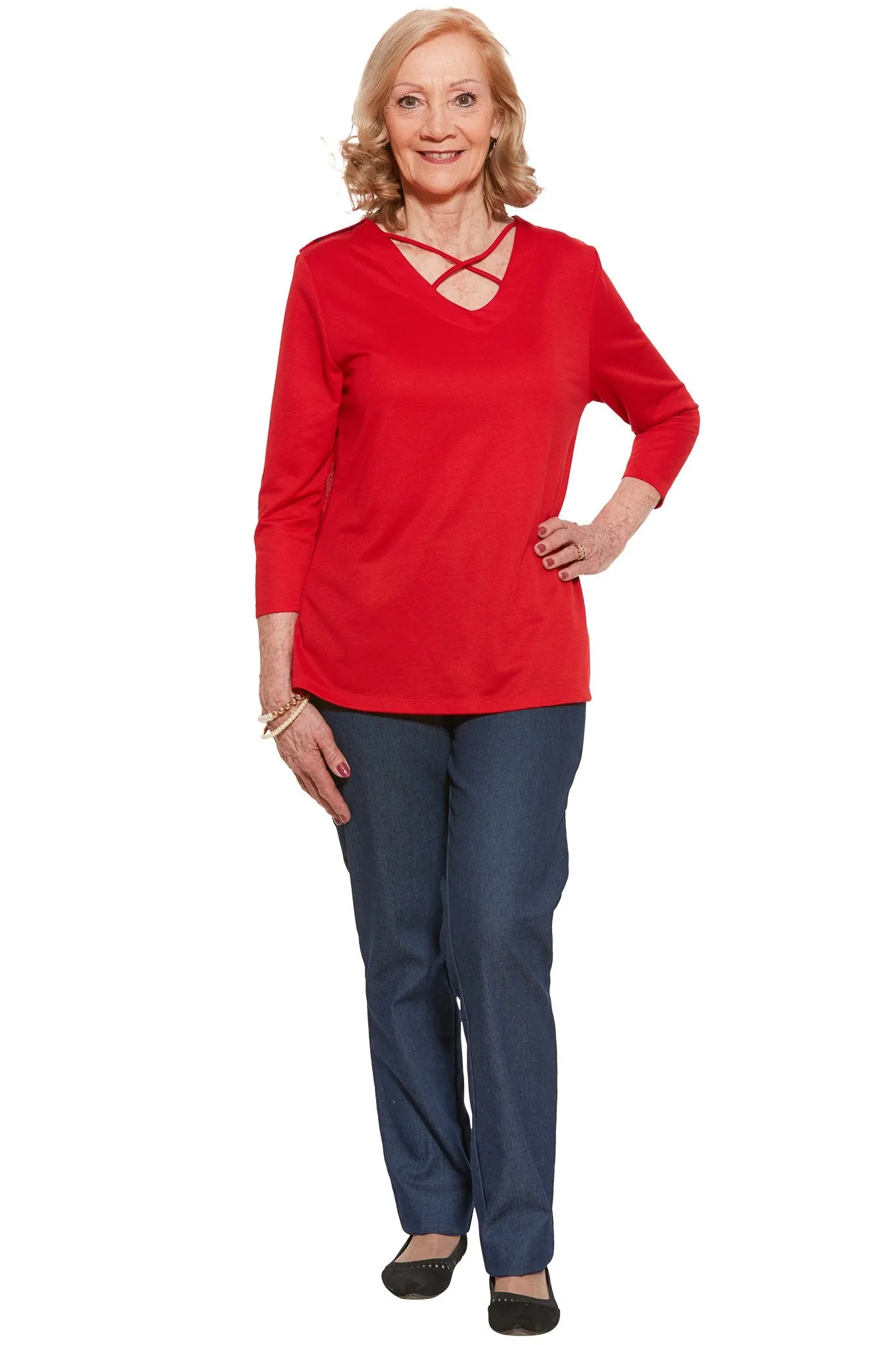 Knit Top for Women - Red | Siri | Adaptive Clothing by Ovidis