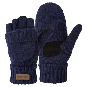 Knitted Convertible Wool Fingerless Gloves