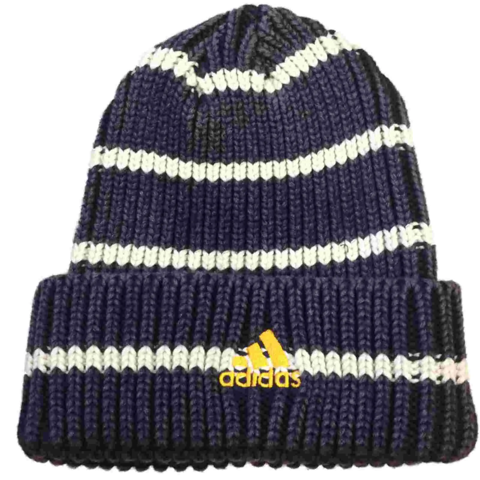 LA Galaxy MLS Adidas Blue with White Stripes Knit Cuffed Beanie Hat Cap