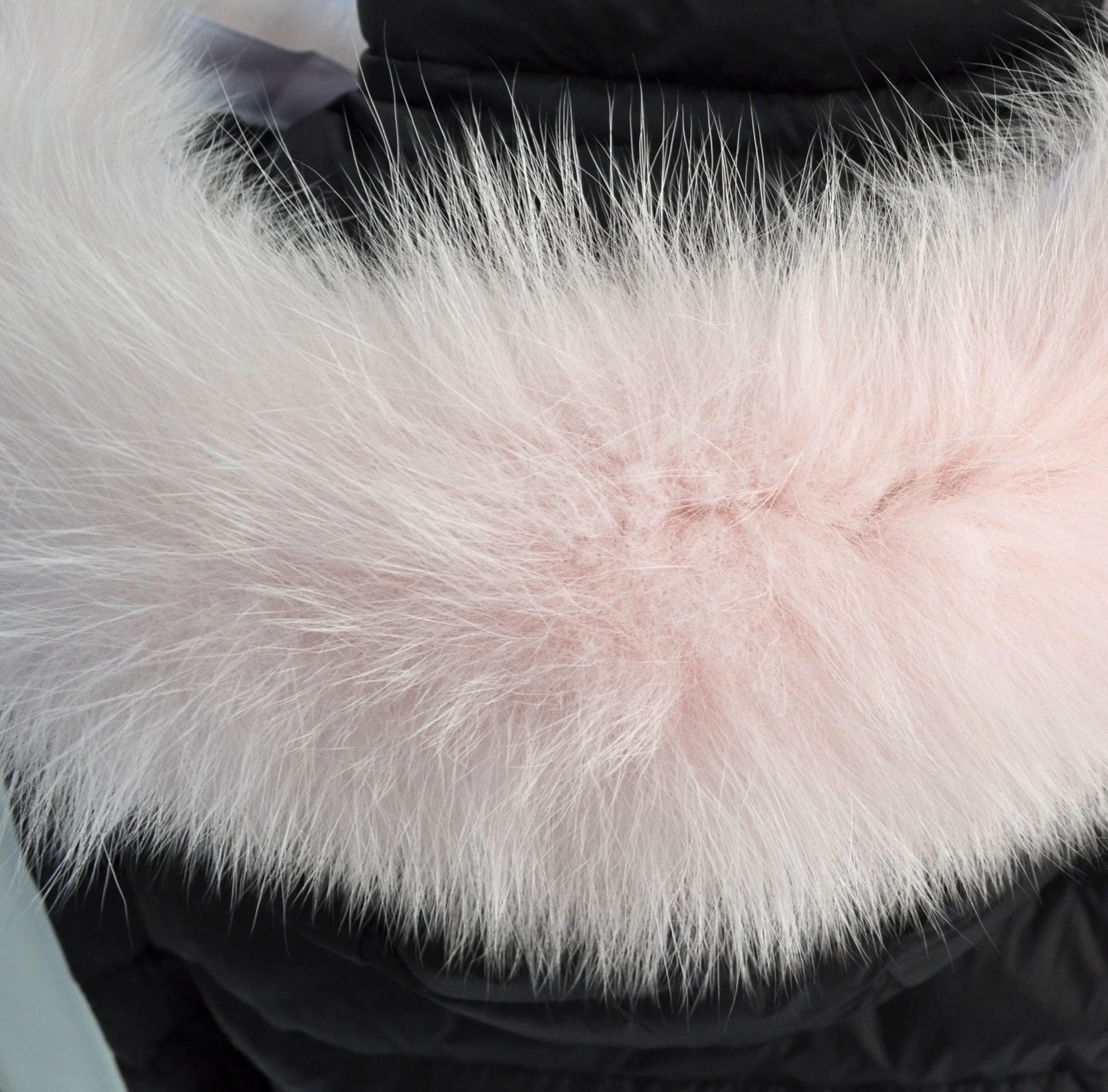 Large Light Pink Fox Fur Trim, Collar for Hood (PIECES), 80 cm