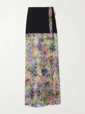 Layered floral silk skirt