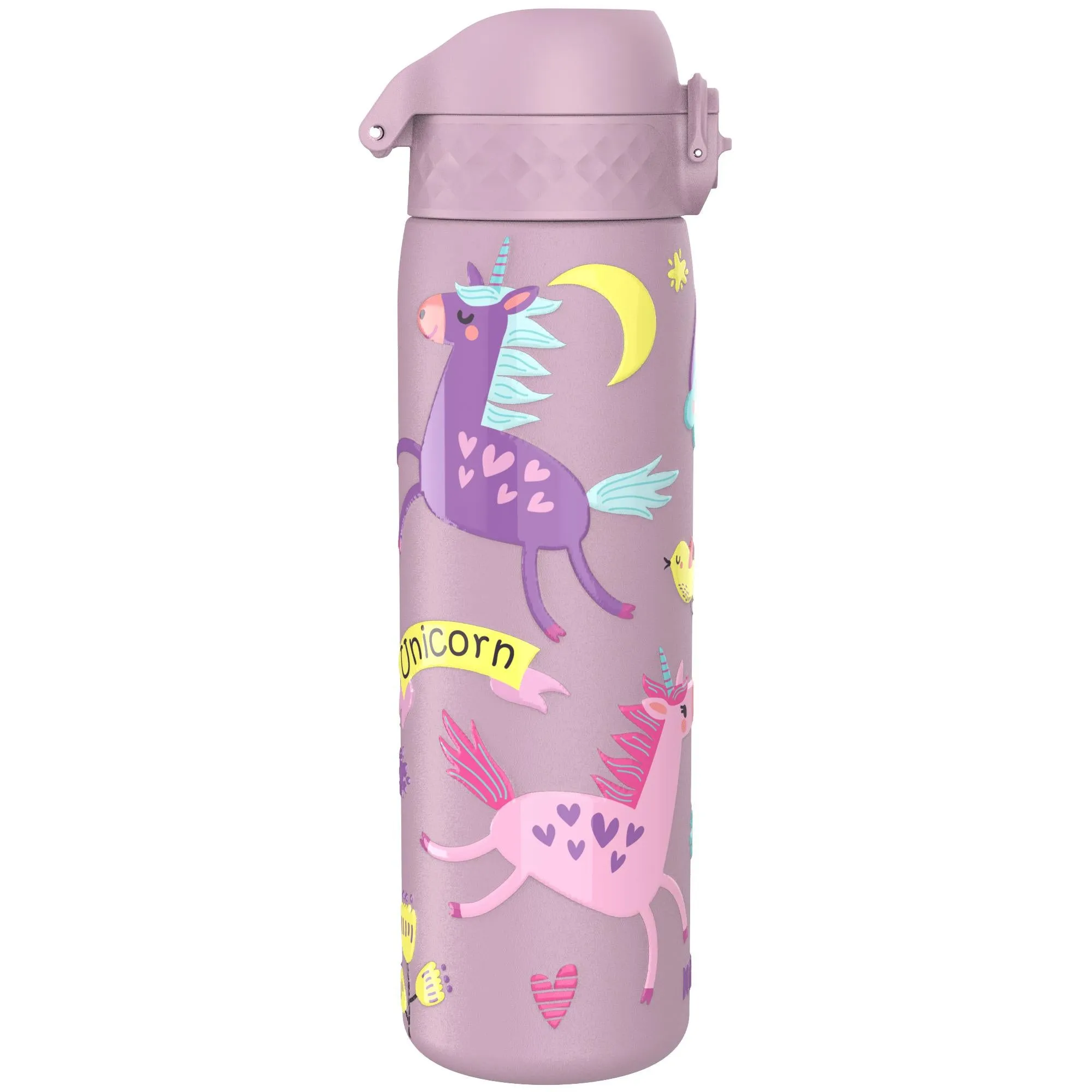 Leak Proof Slim Thermal Steel Water Bottle, Insulated, Unicorns, 500ml (17oz)