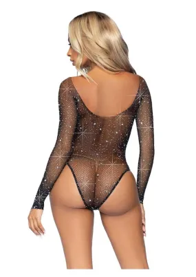 Leg Avenue Galaxy Star Rhinestone Fishnet Bodysuit with Snap Crotch