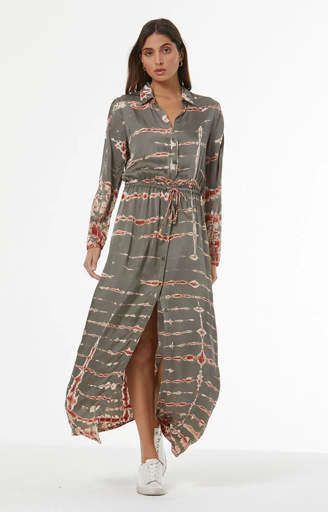 Lennon Shirt Dress w/ Beads // Deep Rust Ladder Wash