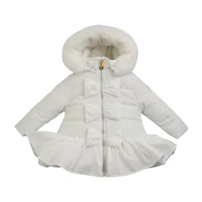 LITTLE A - Check Me Out Elsa Faux Fur Padded Trim Jacket - White