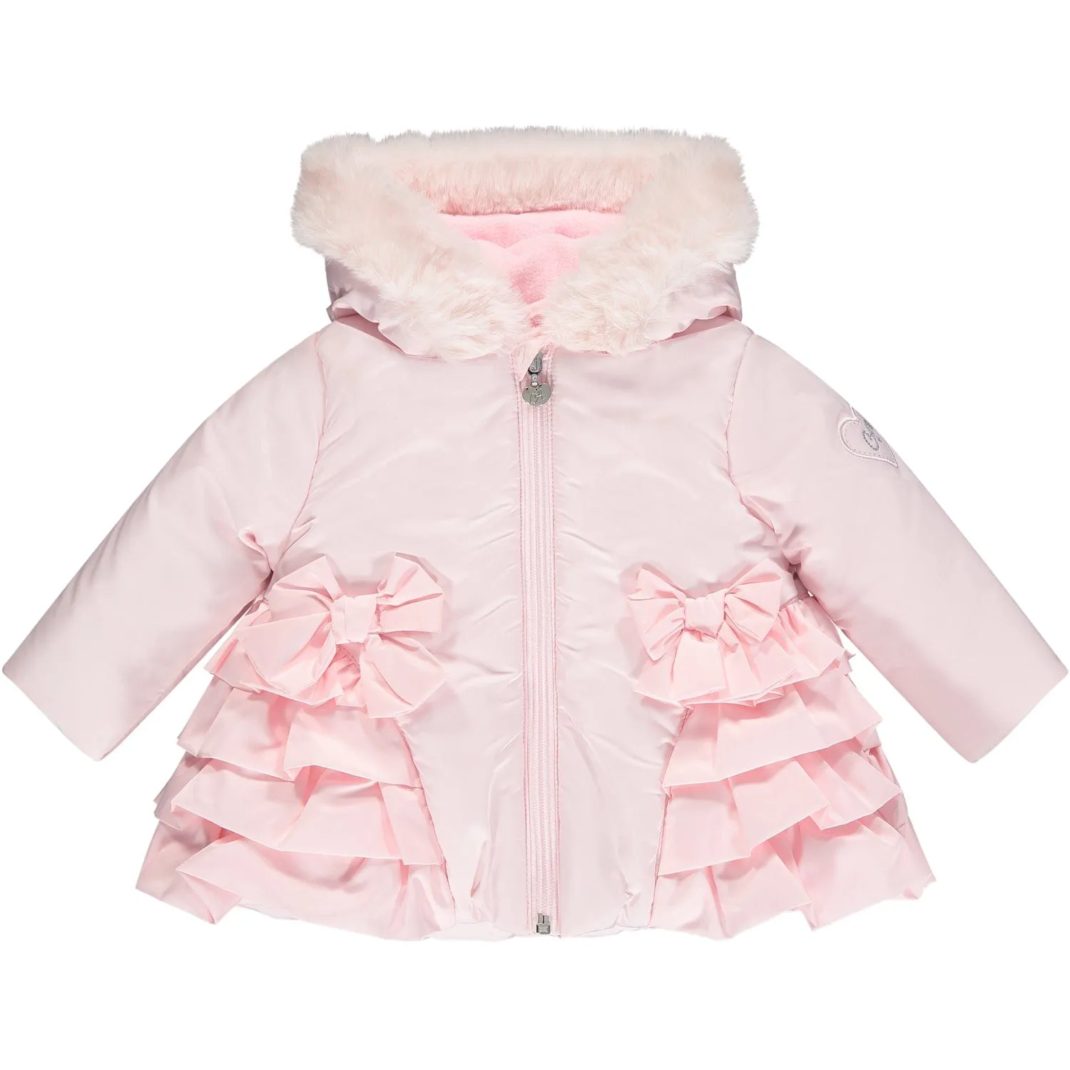 LITTLE A - Ella Frill Jacket With Faux Fur Trim - Baby Pink