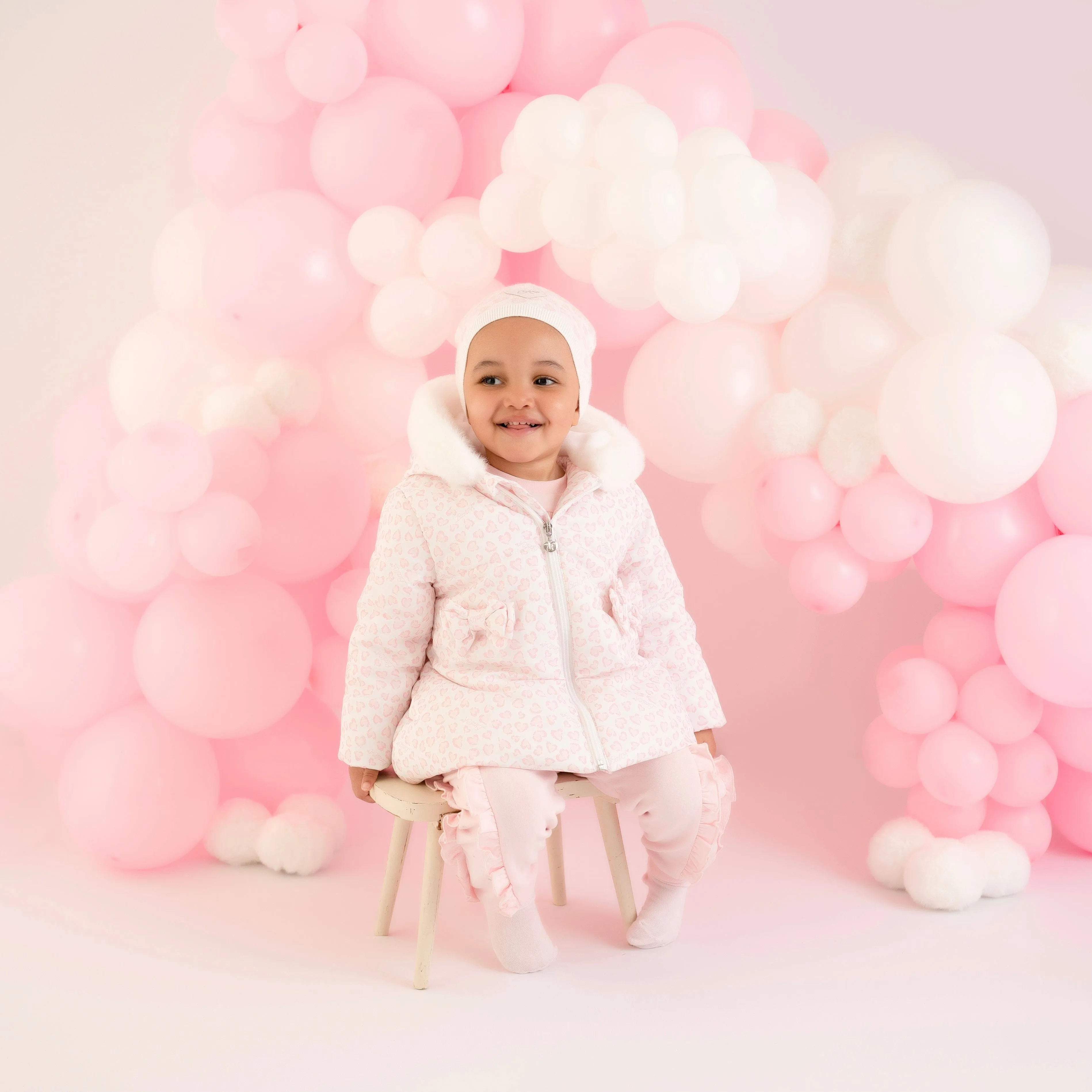LITTLE A - Emilia Leopard Print Jacket With Faux Fur Trim - Baby Pink