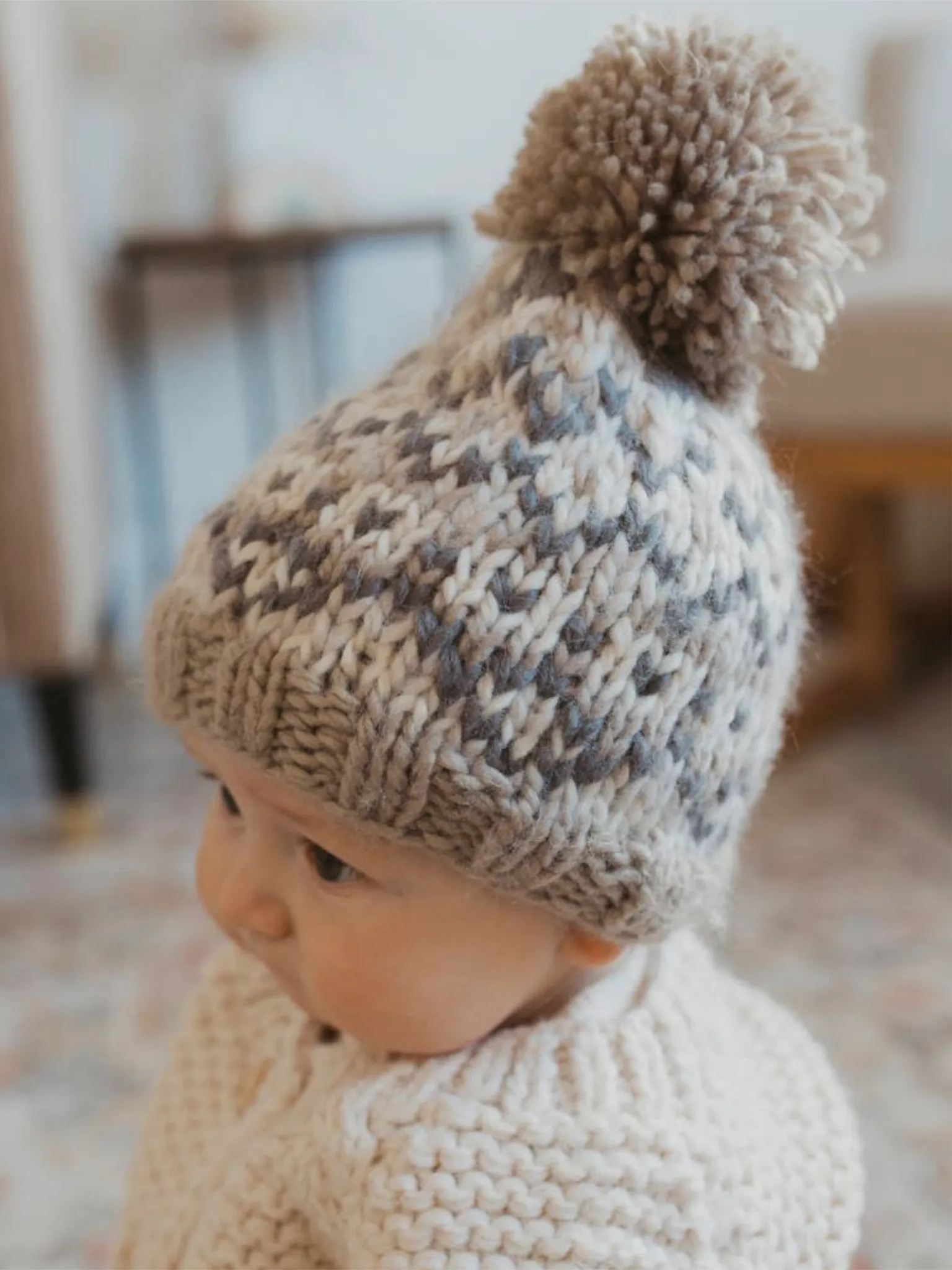 Littles Fairisle Beanie - Pebble