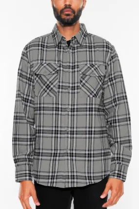 Long Sleeve Flannel Full Plaid Checkered Shirt