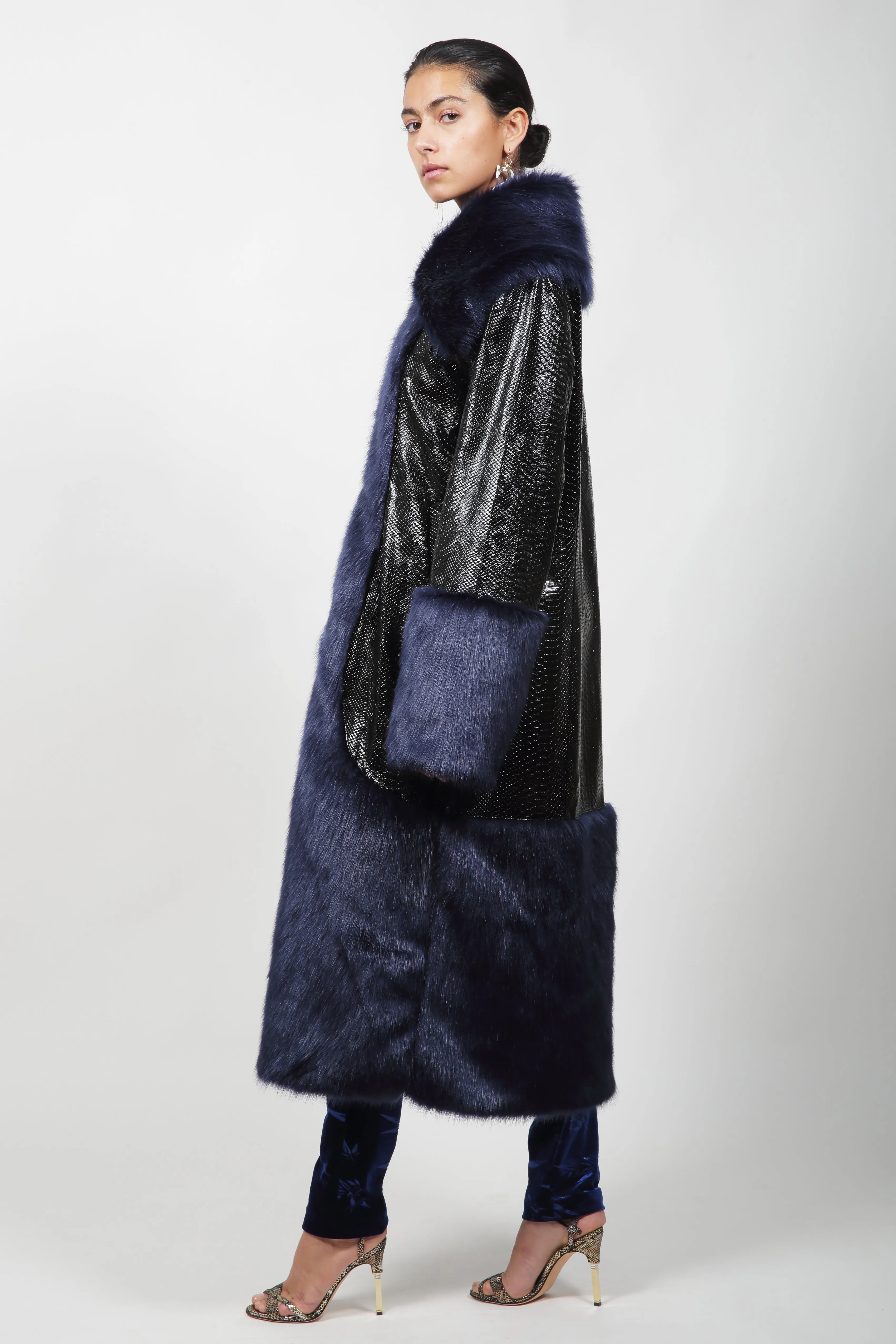 Maxi Blue Croc Coat