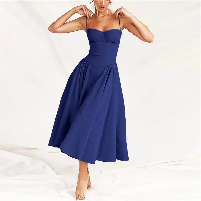 Maxi Pleated Summer Elegant Sexy Party Vintage Women Evening Dress Dress