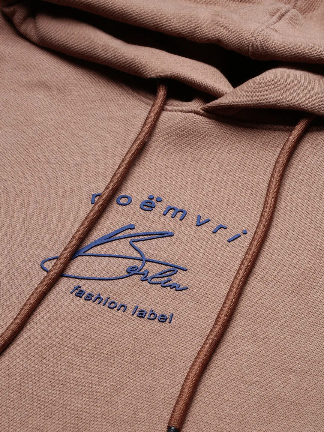 Men Beige Solid Hooded Pullover