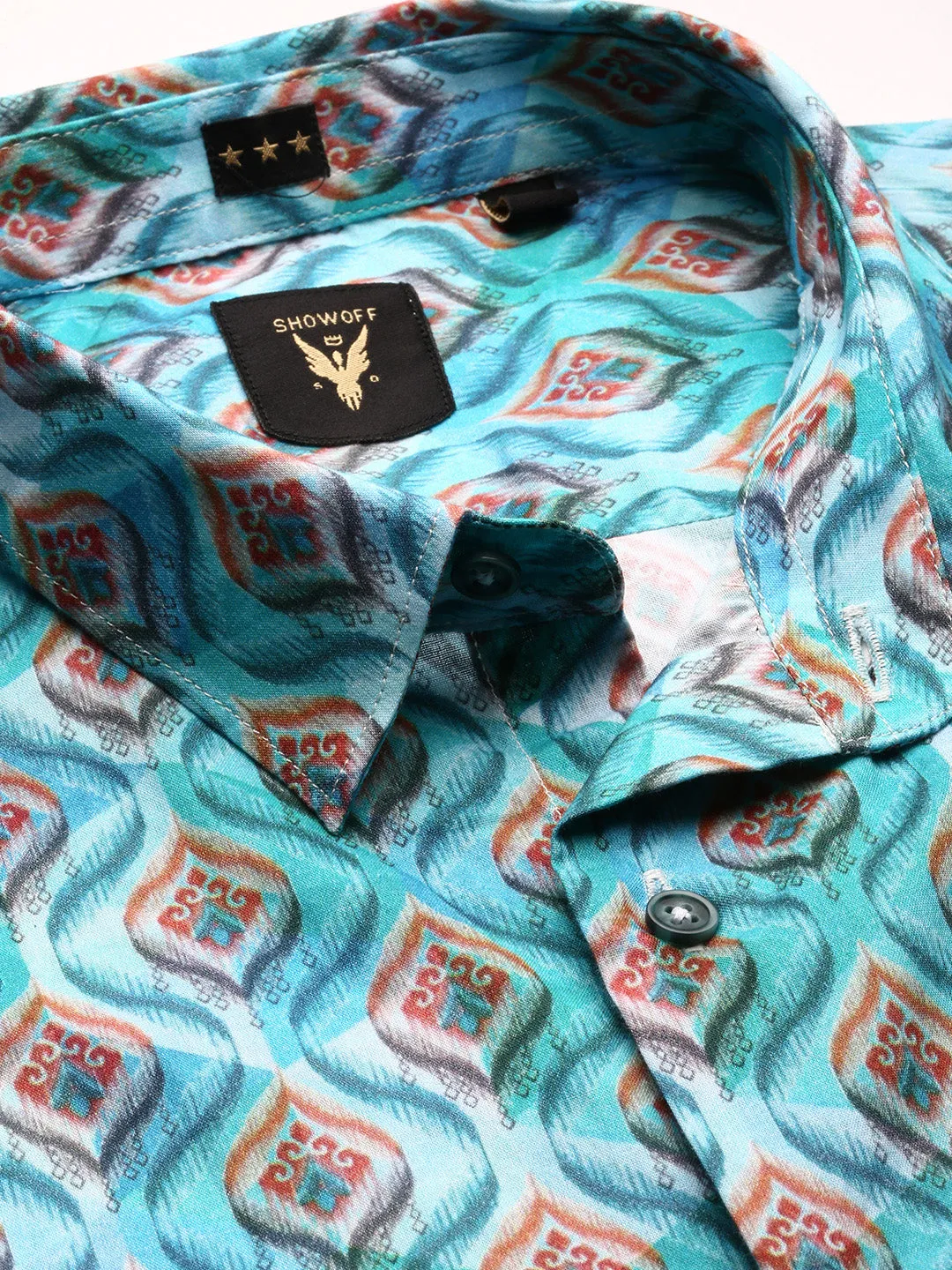 Men Blue Printed Shirt