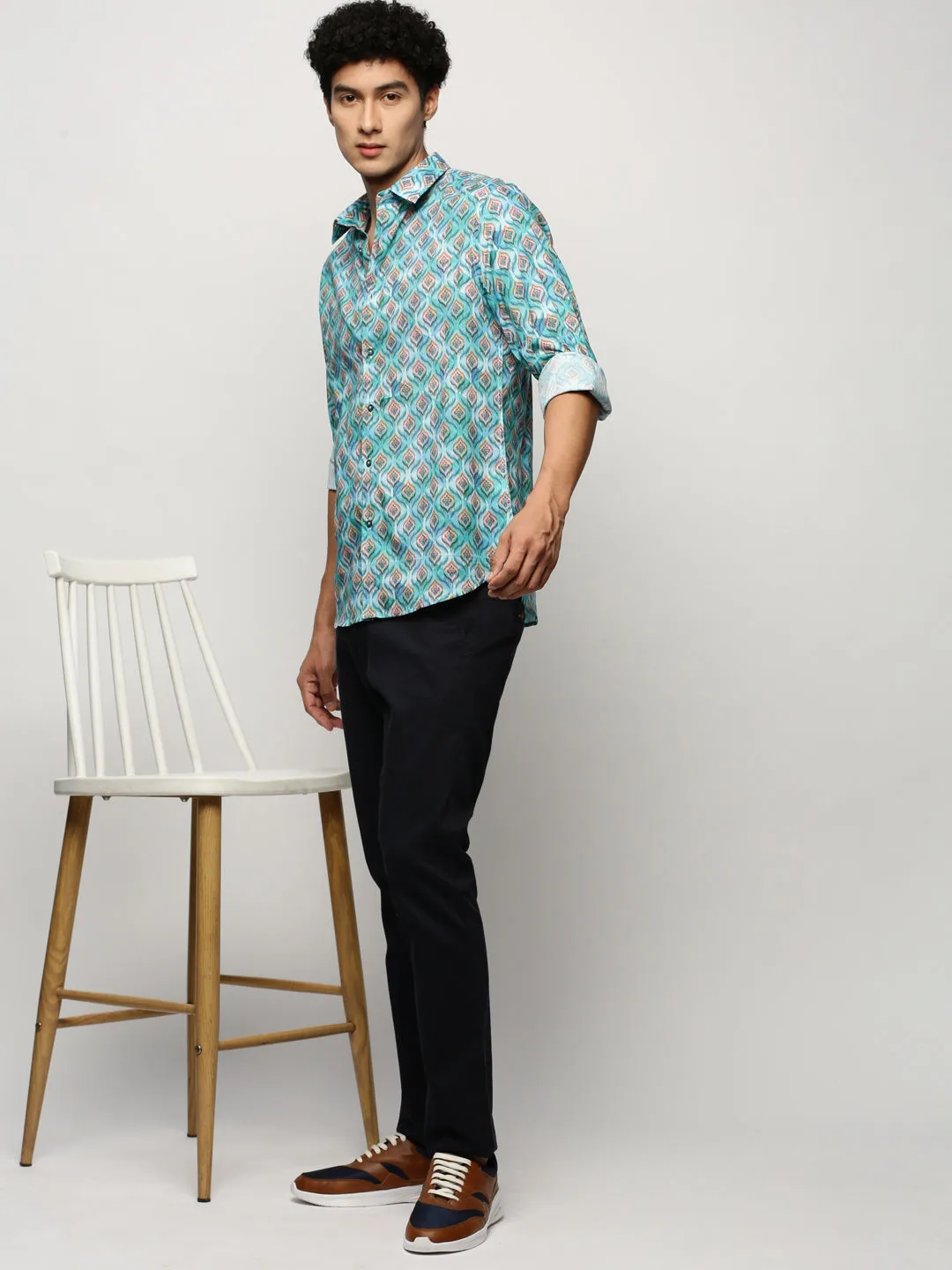 Men Blue Printed Shirt