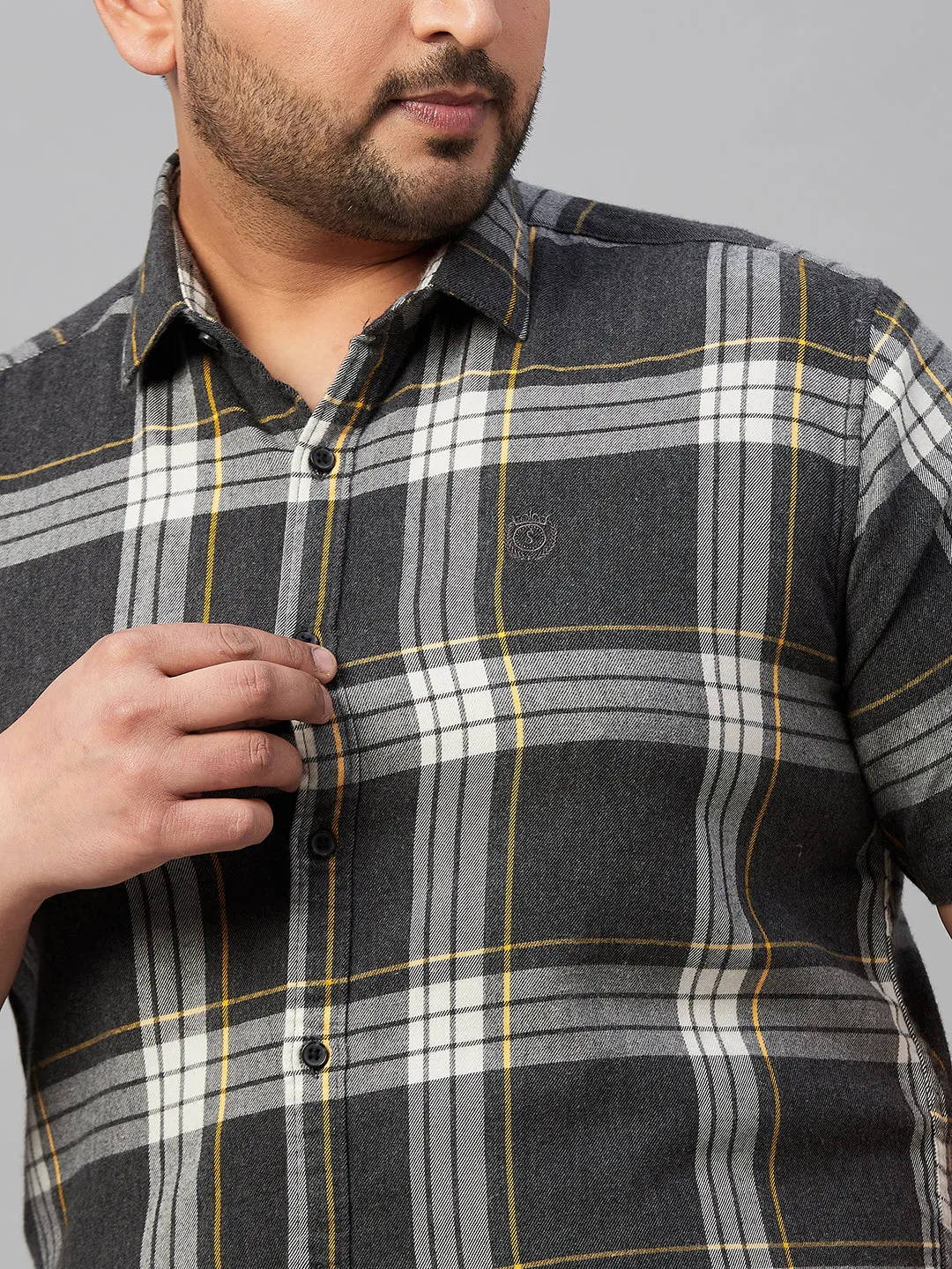 Men Checked Grey Shirt