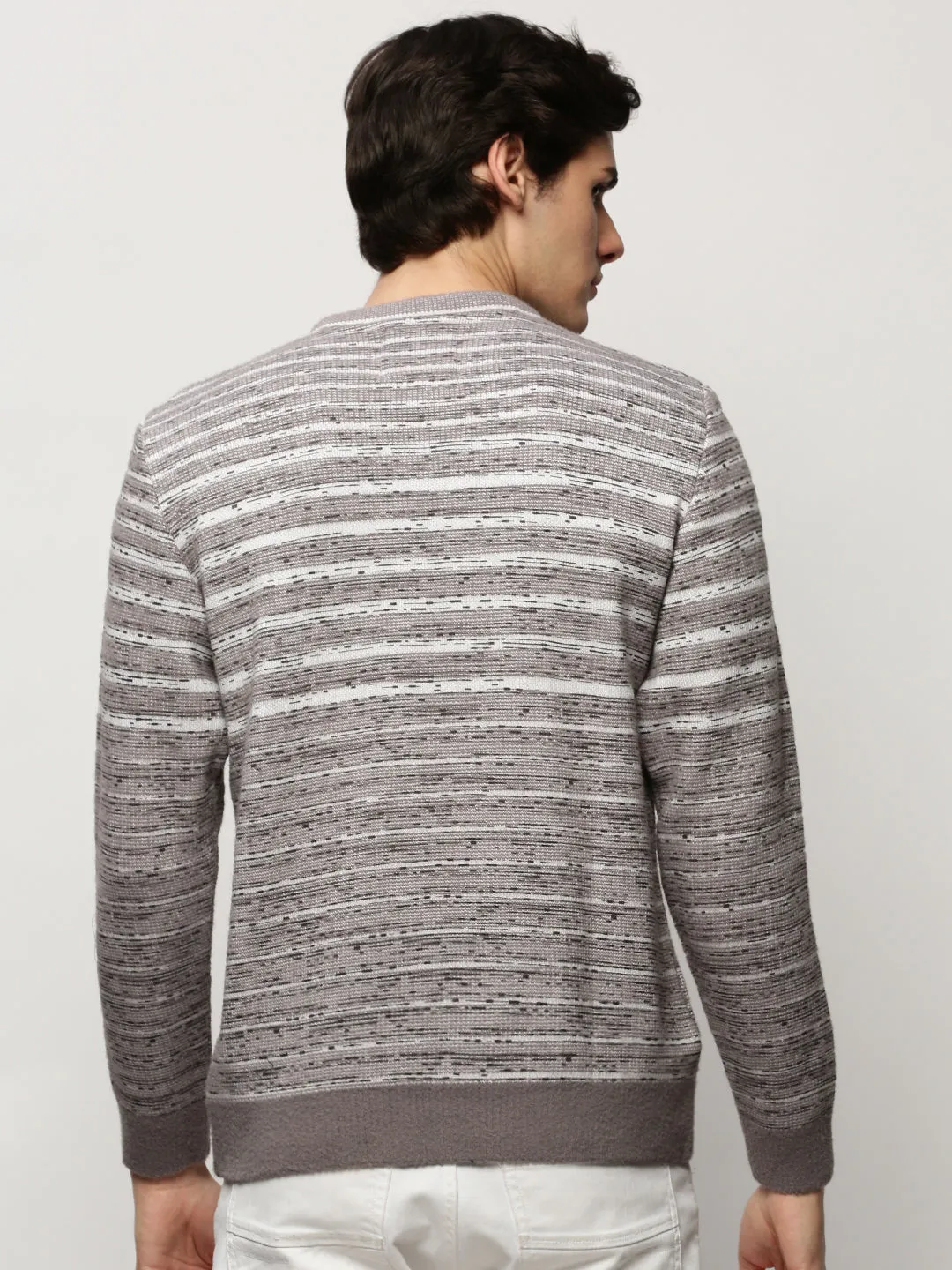 Men Grey Knitted Casual Sweaters