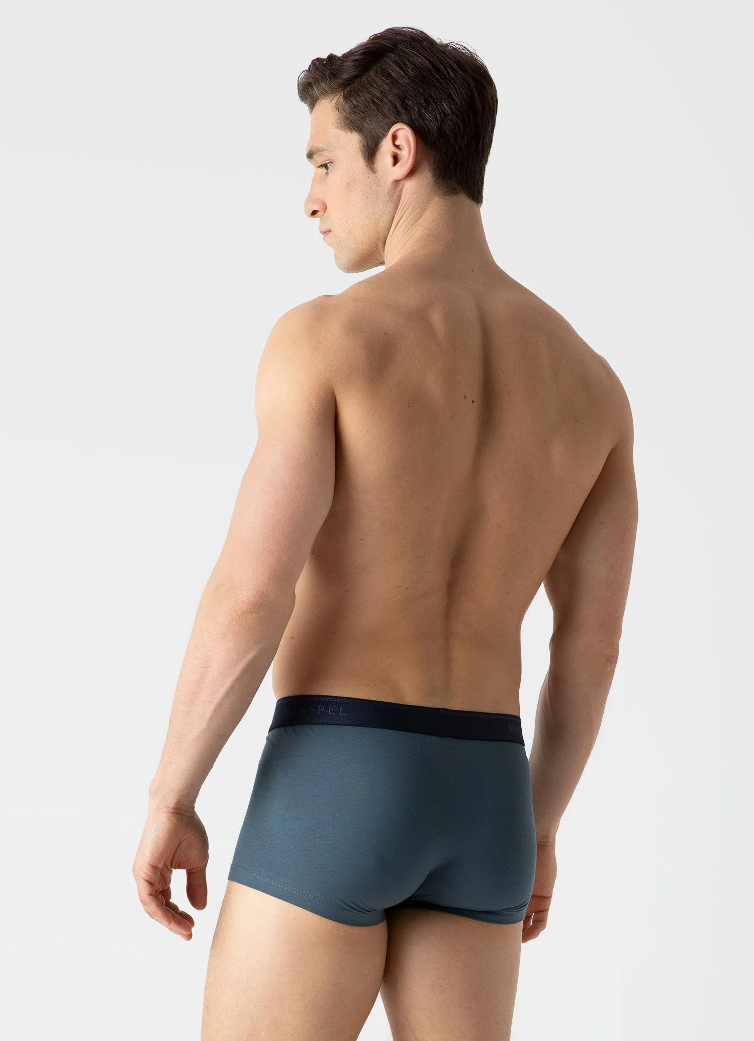 Men's Stretch Cotton Trunks in Dark Petrol