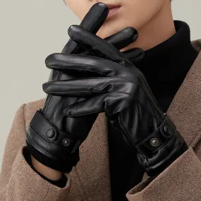 Men's Touch Screen Waterproof PU Leather Gloves