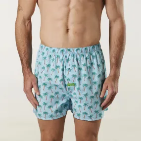 Men's Water Palms Bamboo Boxer Shorts - Sky Blue