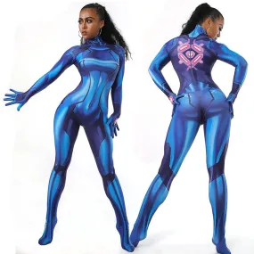 Metroid Samus Zero Cosplay Outfits Halloween Costume Zentai Bodysuit