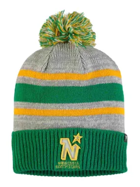 Minnesota North Stars Fanatics Tri-Tone Vintage Cuffed Poofball Beanie Hat Cap