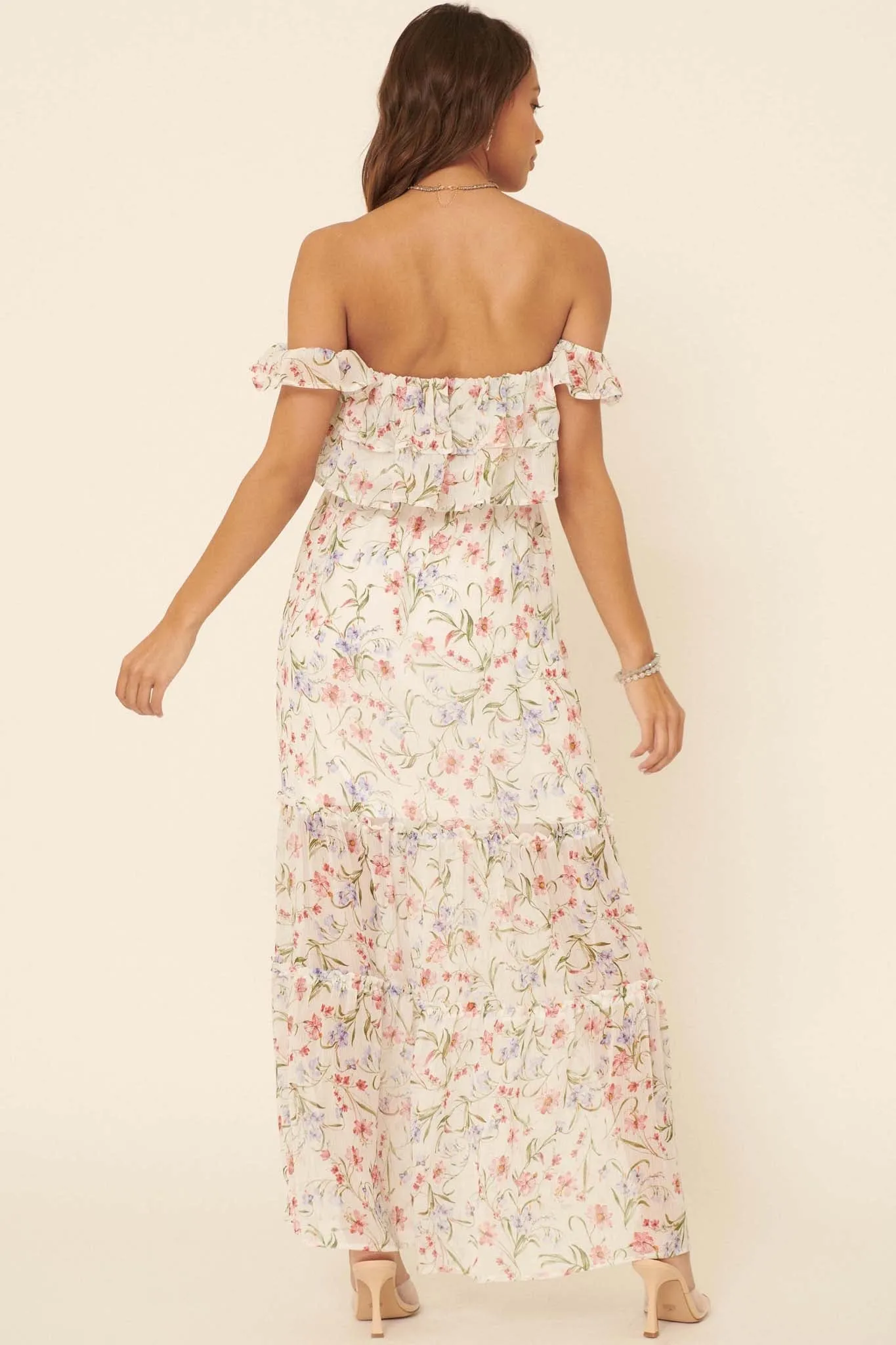 My Always Ruffled Off-Shoulder Floral Maxi Dress