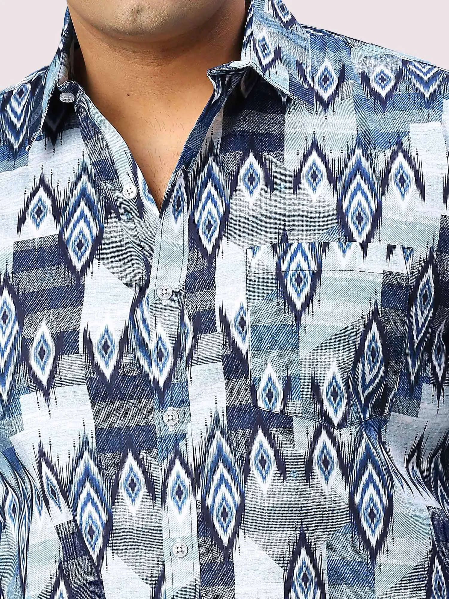 Nile Blue Digital Printed Full Sleeve Shirt Men's Plus Size