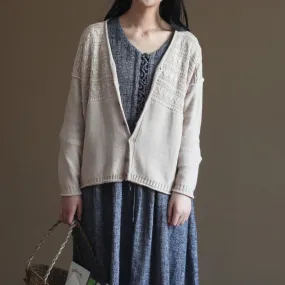 nude vintage cotton sweater coats loose casual long sleeve cardigans outwear