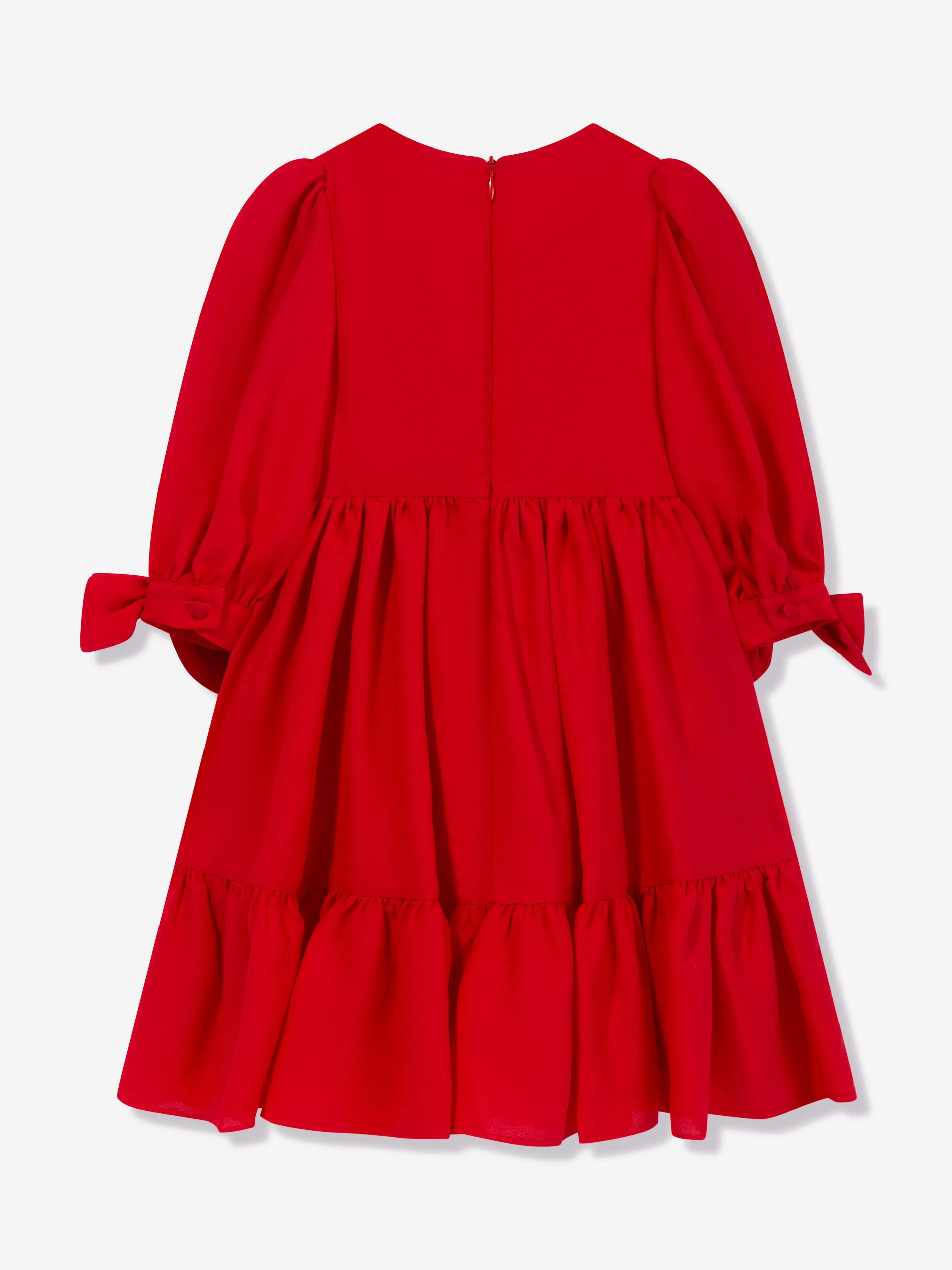 Patachou Girls Lace Trim Ruffle Dress in Red