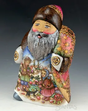 Petite Detailed Wood Burned Russian Santa