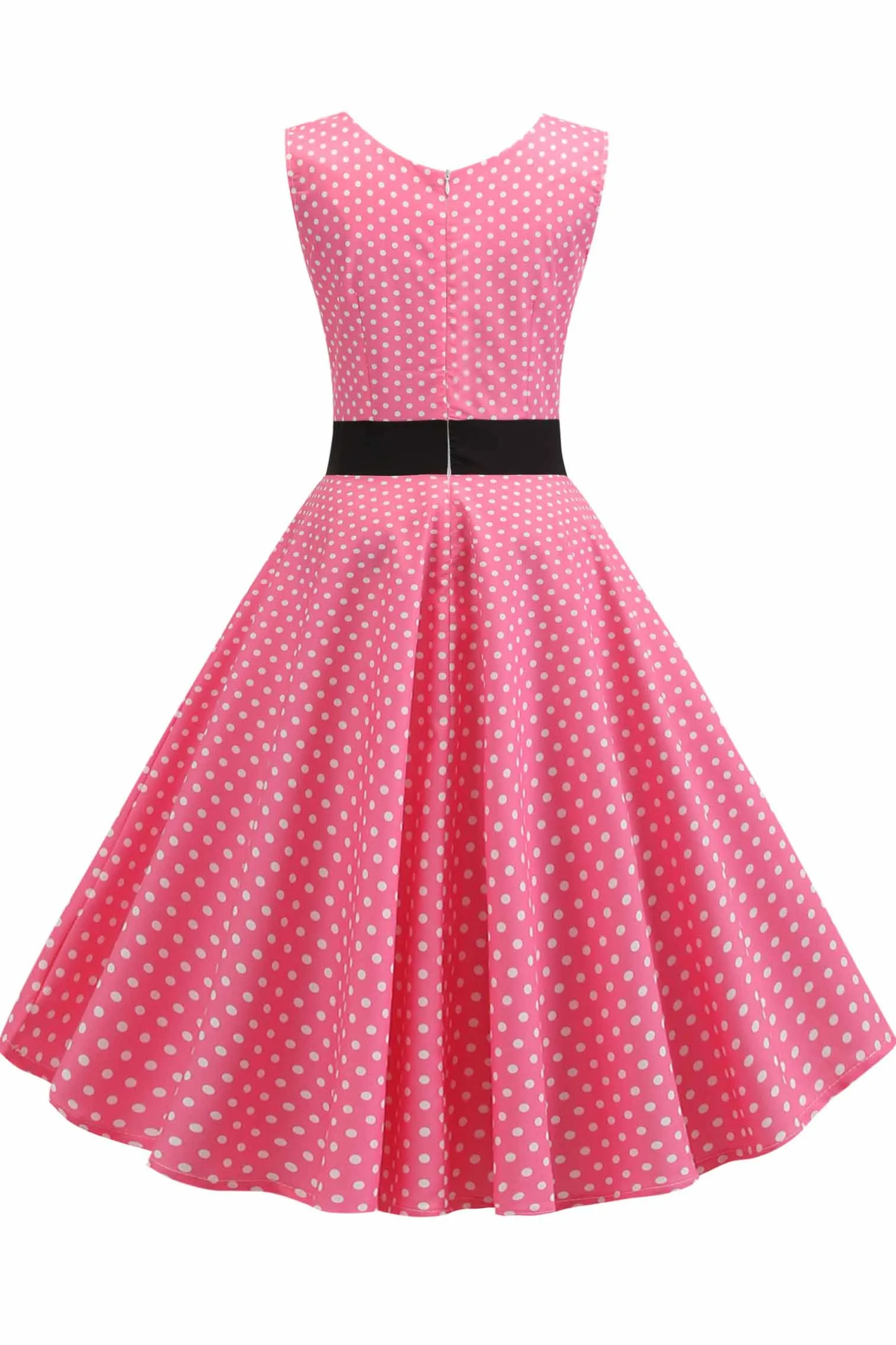 Pink Polka Dot Babydoll Button A-line Dress