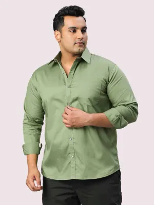 Pista Green Pure Cotton Shirt Men's Plus Size