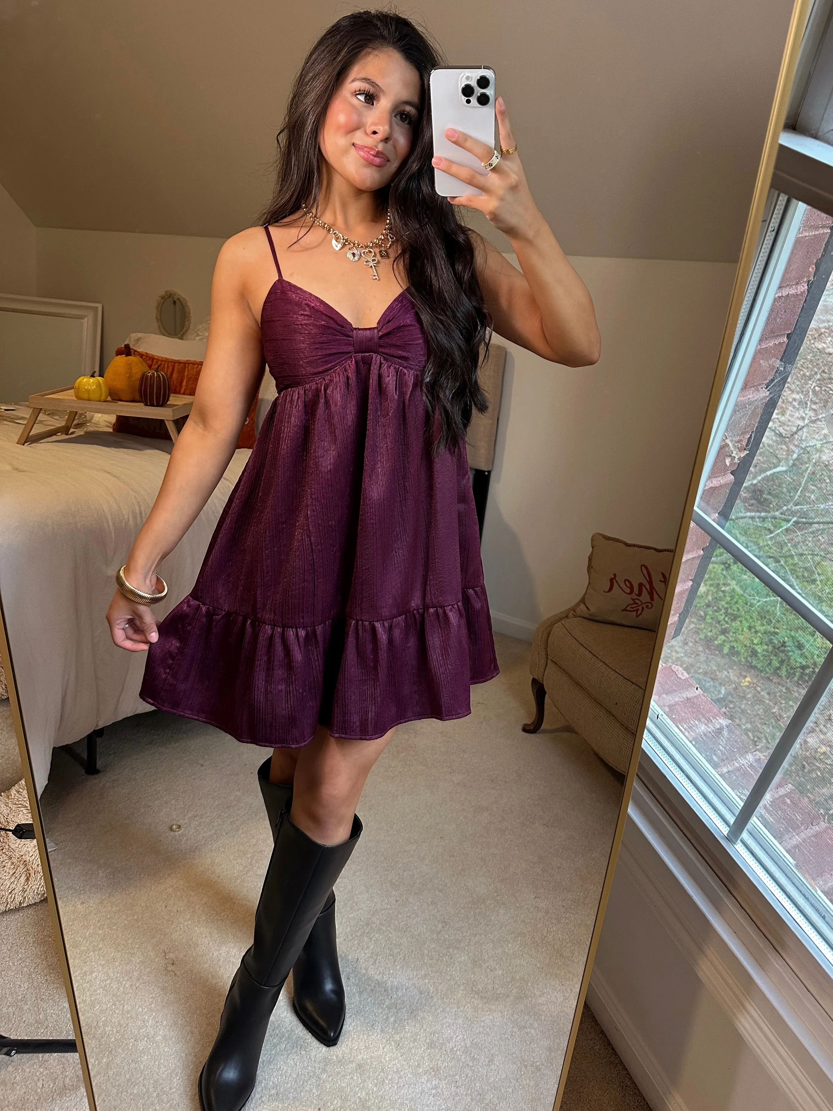 Plum Bow Babydoll Dress